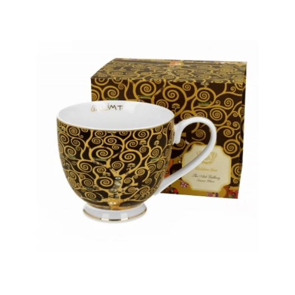 KUBEK DO KAWY HERBATY NA STOPCE GUSTAV KLIMT ZŁOTE WZORY PREZENT