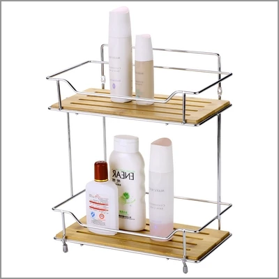 ****MX3107-PÓŁKA ŁAZIENKOWA NIERDZ.+DREWNO 2 POZIOMOWA