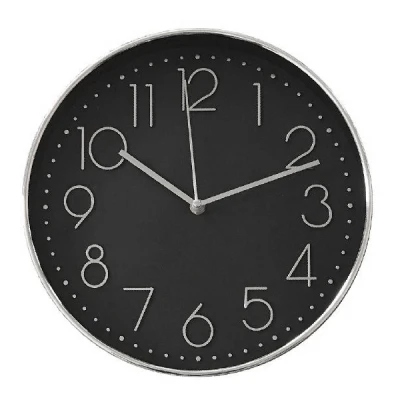 AS-ZEGAR ŚCIENNY 30CM CZARNA TARCZA/SREBRNY