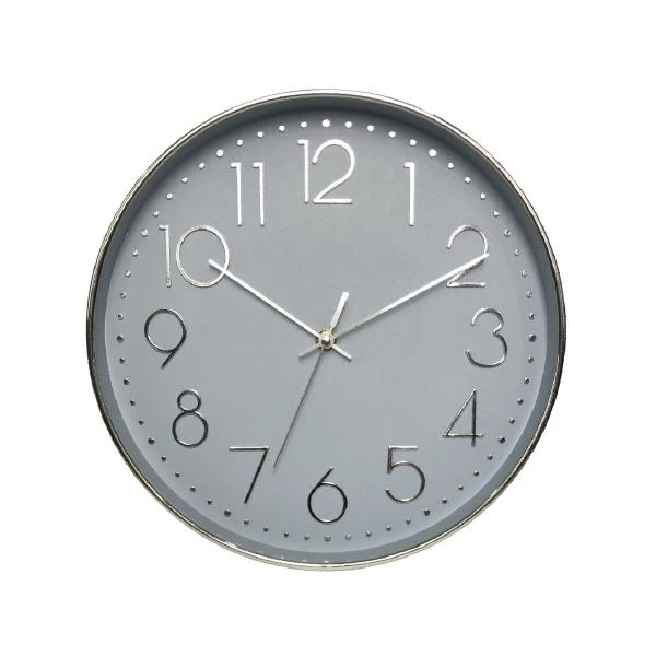 AS-ZEGAR ŚCIENNY 30CM SZARA TARCZA/SREBRNY