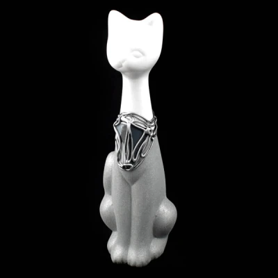 CER-KOT RUSKI DUŻY *DECOR WITRAŻ 1/2 BROKAT BIAŁY* C-117-1/2W