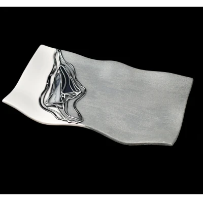 CER-PODSTAWKA FALOWANA PROSTOKĄT *DECOR WITRAŻ 1/2 BROKAT BIAŁY* C-635-1/2W