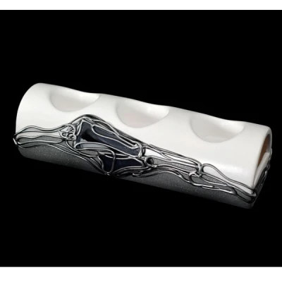 CER-ŚWIECZNIK RURA III *DECOR WITRAŻ 1/2 BROKAT BIAŁY* C-893-1/2W