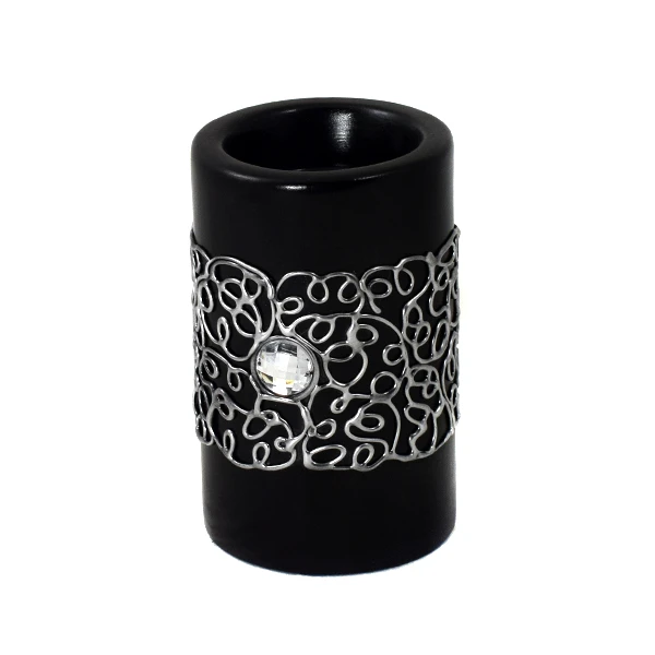 CER-ŚWIECZNIK TUBA ŚREDNIA *DEKOR SREBRO-CZARNY* C-507SC