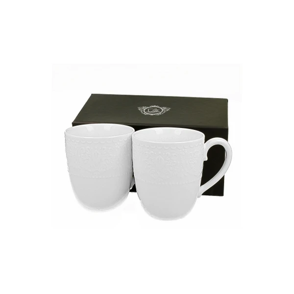 KUBKI KLASYCZNE DO KAWY HERBATY PORCELANOWE 2 SZT ZESTAW ELEGANCKIE