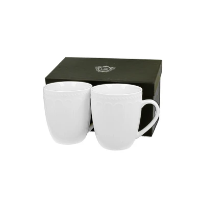 KUBKI KLASYCZNE DO KAWY HERBATY PORCELANOWE 2 SZT ZESTAW ELEGANCKIE