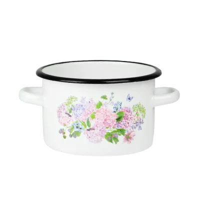 RYB-GARNEK EMALIOWANY ZDOBIONY 16CM 2L HORTENSJA 1610/2