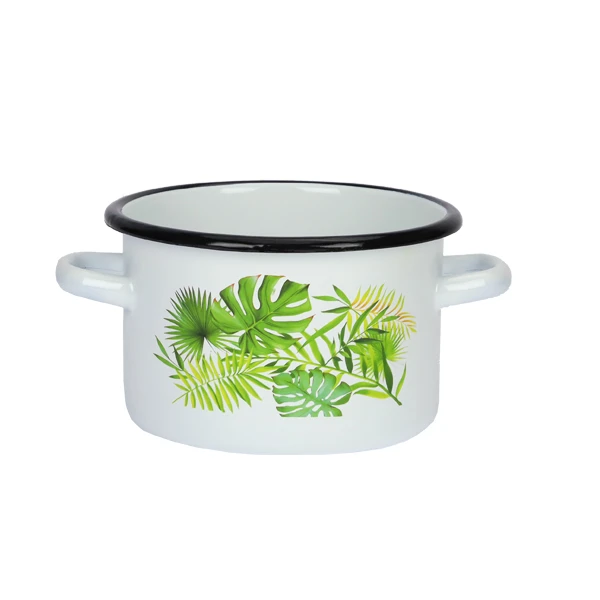 RYB-GARNEK EMALIOWANY ZDOBIONY 16CM 2L MONSTERA 1610/2