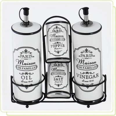 SPL-20030-04S KPL. 4 PRZYPRAWNIKÓW CERAMICZNYCH NA PÓŁCE *PARIS MAISON*