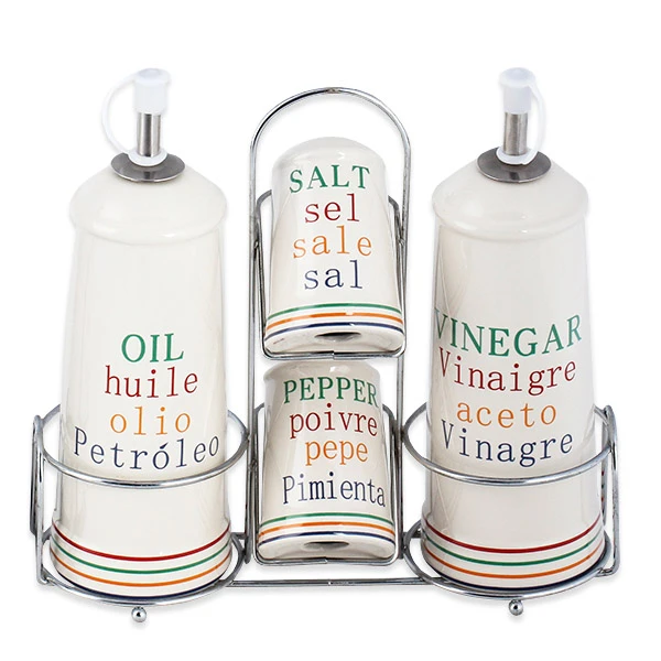 SPL-20031-04S KPL. 4 PRZYPRAWNIKÓW CERAMICZNYCH NA PÓŁCE *FOR YOU*