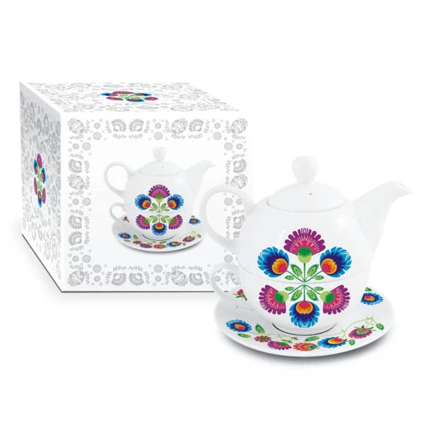 BG-ZESTAW DUO-FILIŻANKA ZE SPODKIEM+IMBRYK *ETNO*