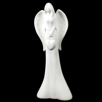 CER-ANIOŁ CIENKI Z SERCEM DUŻY *SZKLIWO BIAŁE* C-1008SZB