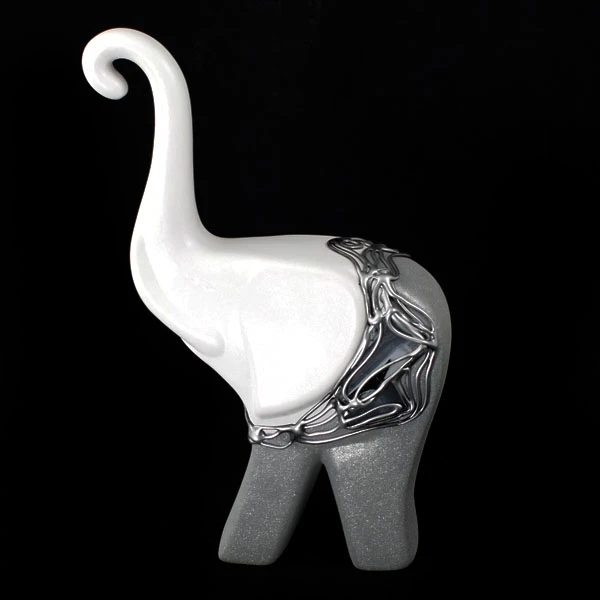 CER-SŁOŃ MODERN GRUBY DUŻY *DECOR WITRAŻ 1/2 BROKAT BIAŁY* C-340-1/2W