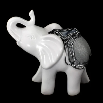 CER-SŁOŃ Z TRĄBKĄ DUŻY *DECOR WITRAŻ 1/2 BROKAT BIAŁY* C-939-1/2W