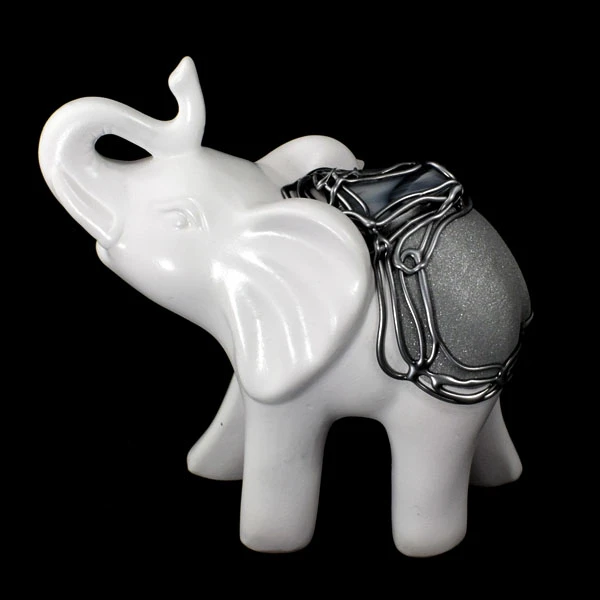 CER-SŁOŃ Z TRĄBKĄ DUŻY *DECOR WITRAŻ 1/2 BROKAT BIAŁY* C-939-1/2W