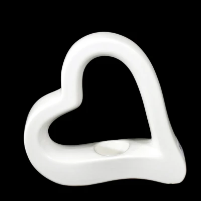 CER-ŚWIECZNIK SERCE PŁASKIE *SZKLIWO BIAŁE* C-1095SZB