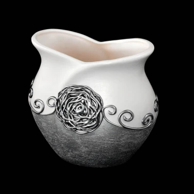 CER-WAZON TULIPAN SZEROKI MAŁY *DEKOR 1/2 RÓŻA-BIAŁY* C-372-1/2R