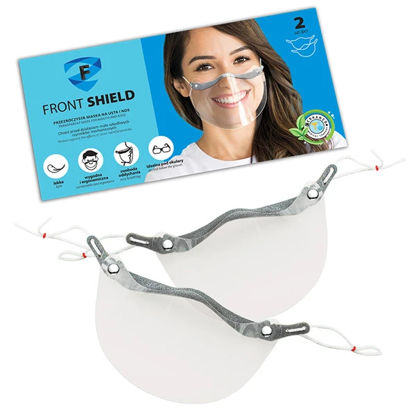 CD-KPL. 2 PRZEŹROCZYSTYCH MASEK/MINI PRZYŁBIC NA USTA I NOS *FRONT SHIELD*