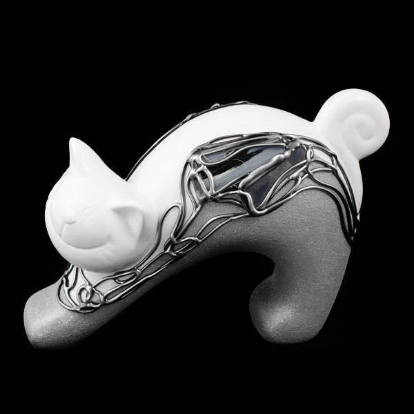 CER-KOT WYGIĘTY KLAKIER NISKI *DECOR WITRAŻ 1/2 BROKAT BIAŁY* C-536-1/2W