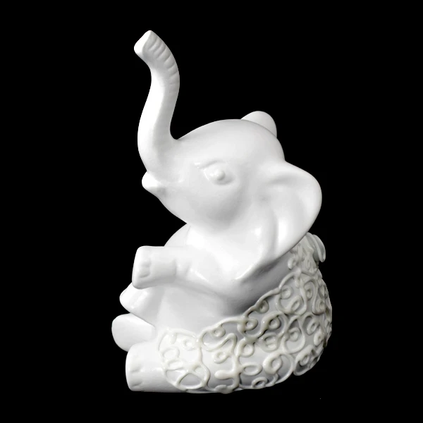 CER-SŁOŃ SIEDZĄCY OKRAKIEM DUŻY *DEKOR BIAŁY* C-698DP