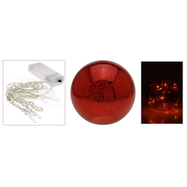 NL-BOMBKA+LED 20CM CZERWONA