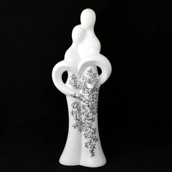 CER-AKT PARA W OBJĘCIACH SERCA DUŻA DECOR SREBRO C-852DS