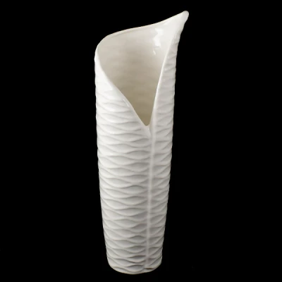 CER-WAZON RĘKAW Z RELIEFEM DUŻY *SZKLIWO BIAŁE* C-559SZB