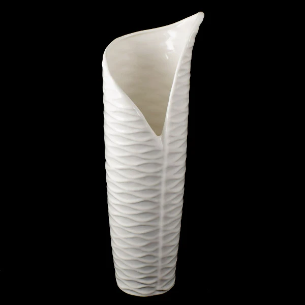 CER-WAZON RĘKAW Z RELIEFEM DUŻY *SZKLIWO BIAŁE* C-559SZB