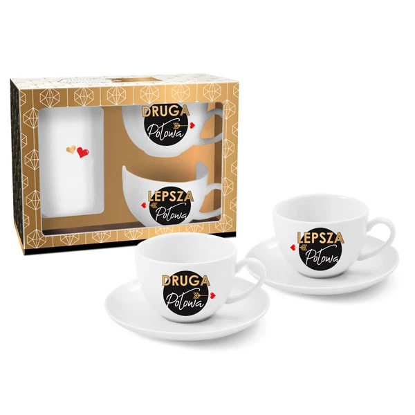 BG-ZESTAW 2 FILIŻANEK ZE SPODKAMI 190ML *DRUGA POŁOWA LEPSZA POŁOWA*