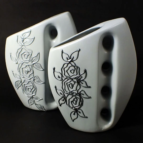 CER-WAZON 4 OTWORY *DECOR SZARY RÓŻA* C-220DR