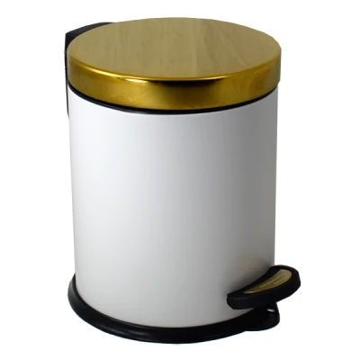 KOSZ Z PEDAŁEM OKRĄGŁY 3L BIAŁY-ZŁOTY 409400-B