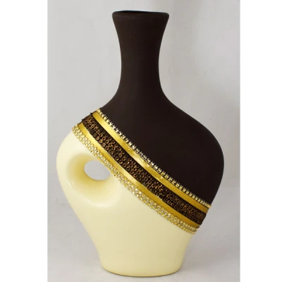 CER-BUTELKA ŚREDNIA Z DZIURKĄ * DECOR PASEK 1/2 KREM* (P-323) C-770P