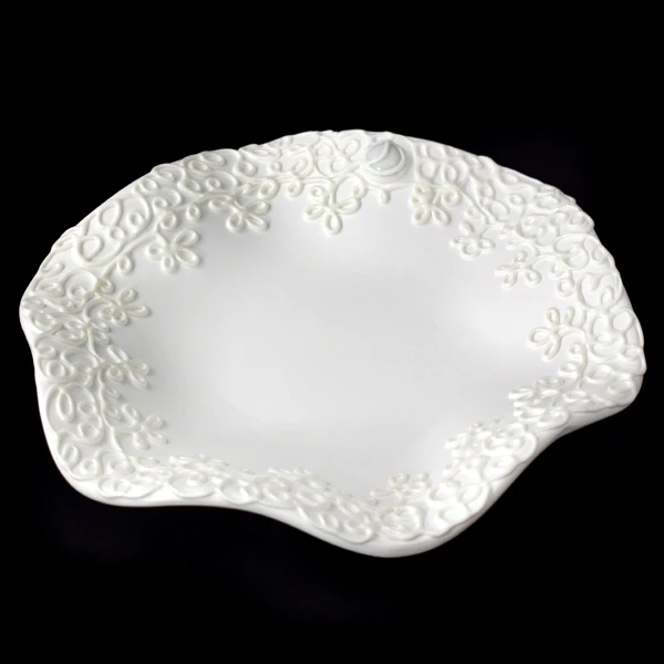 CER-PODSTAWKA FALOWANA OKRĄGŁA *DEKOR BIAŁY* C-638DB