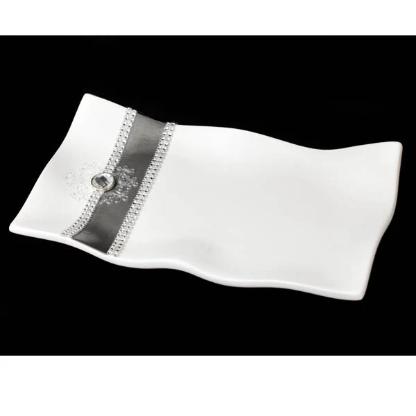 CER-PODSTAWKA FALOWANA PROSTOKĄT *DECOR PASEK-BIAŁY* C-635P