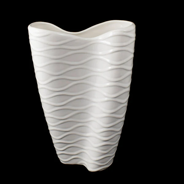 CER-WAZON PODWÓJNY Z RELIEFEM *SZKLIWO BIAŁE* C- 609SZB