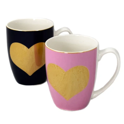 KOMPLET KUBKÓW PORCELANOWYCH Duo Wielkie serce porcelana 360 ml