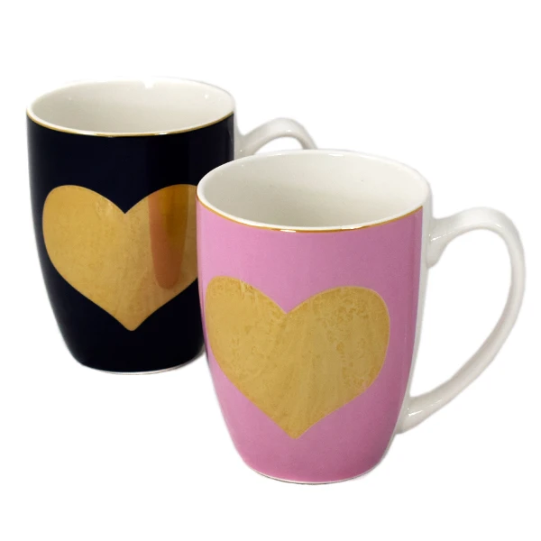 KOMPLET KUBKÓW PORCELANOWYCH Duo Wielkie serce porcelana 360 ml