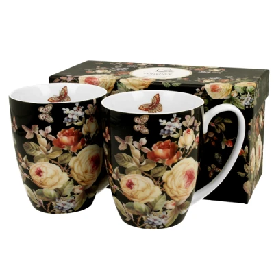 Zestaw KOMPLET 2 Kubków classic Duo WARDA porcelana 360 ml PREZENT