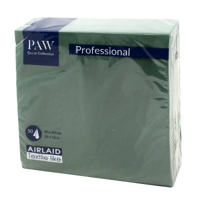 PAW-SERWETKI AIRLAID 40*40 UNICOLOR CIEMNA ZIELEŃ /50/ *0116*