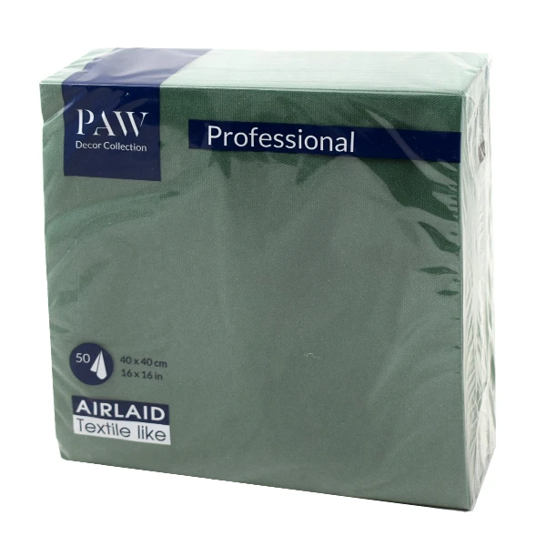 PAW-SERWETKI AIRLAID 40*40 UNICOLOR CIEMNA ZIELEŃ /50/ *0116*