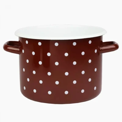 RYB-GARNEK EMALIOWANY 20CM 4,5L BORDOWY KROPKI BIAŁE 1615