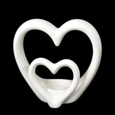 CER-ŚWIECZNIK DWA SERCA *SZKLIWO BIAŁE* C-904SZB