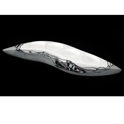 CER-ŚWIECZNIK IV ADWENT *DECOR WITRAŻ 1/2 BROKAT BIAŁY* C-168-1/2W