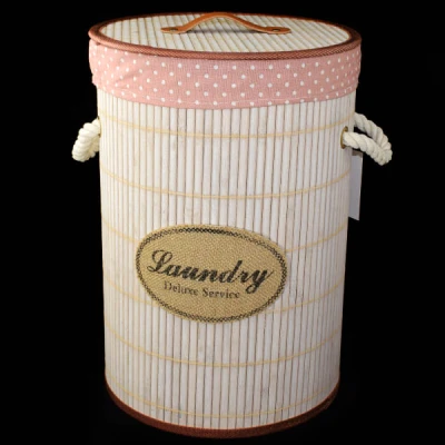 DM-KOSZ NA BIELIZNĘ BAMBUS BEŻ OKRĄGŁY 134090 *S*