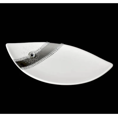 CER-PODSTAWKA ŁÓDKA MAŁA *DEKOR PASEK-BIAŁY* C-219P