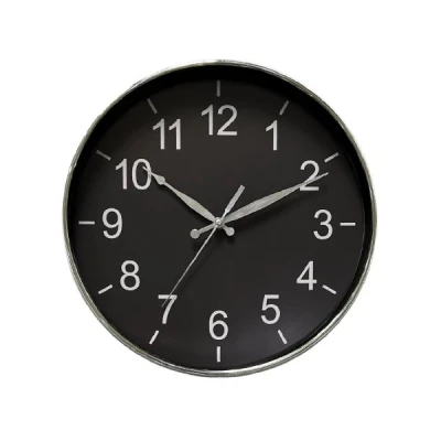 AS-ZEGAR ŚCIENNY 35CM CZARNA TARCZA/SREBRNY