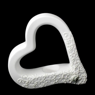 CER-ŚWIECZNIK SERCE PŁASKIE *DEKOR BIAŁY* C-1095DB