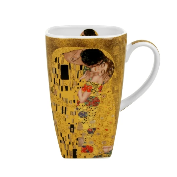KUBEK PORCELANOWY KWADRATOWY 630ML THE KISS CLASSIC GUSTAV KLIMT NA PREZENT