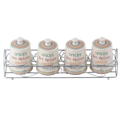 SPL-20031-04CS KPL. 4 POJEMNIKÓW CERAMICZNYCH NA PÓŁCE *FOR YOU*