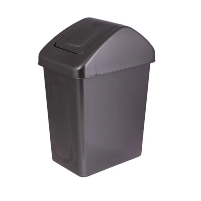 KOSZ NA ŚMIECI Z UCHYLNĄ POKRYWĄ 25L WYSOKI SZARY POJEMNIK NA ODPADY